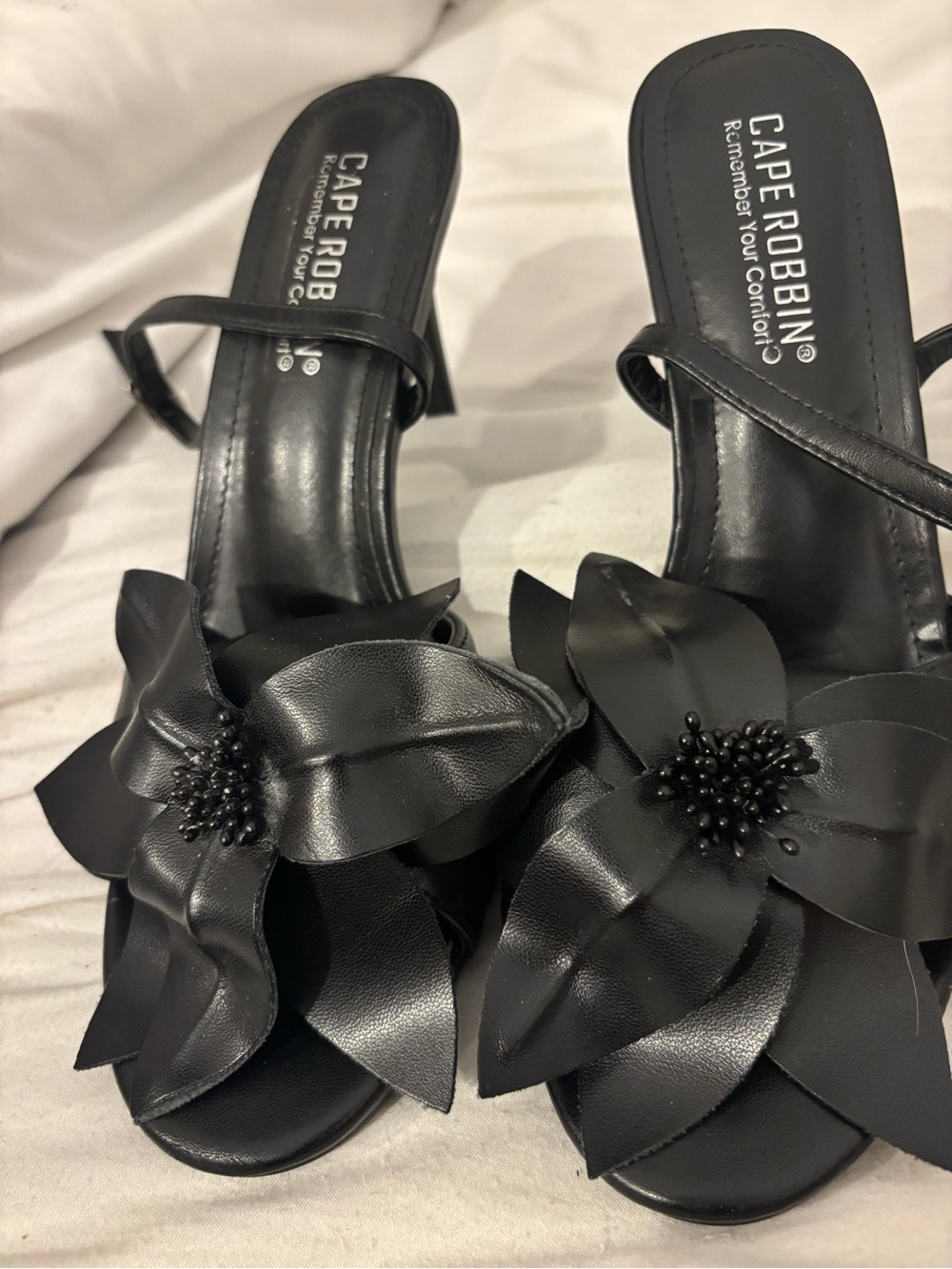 Cape Robbin Black Floral 3-D Heels